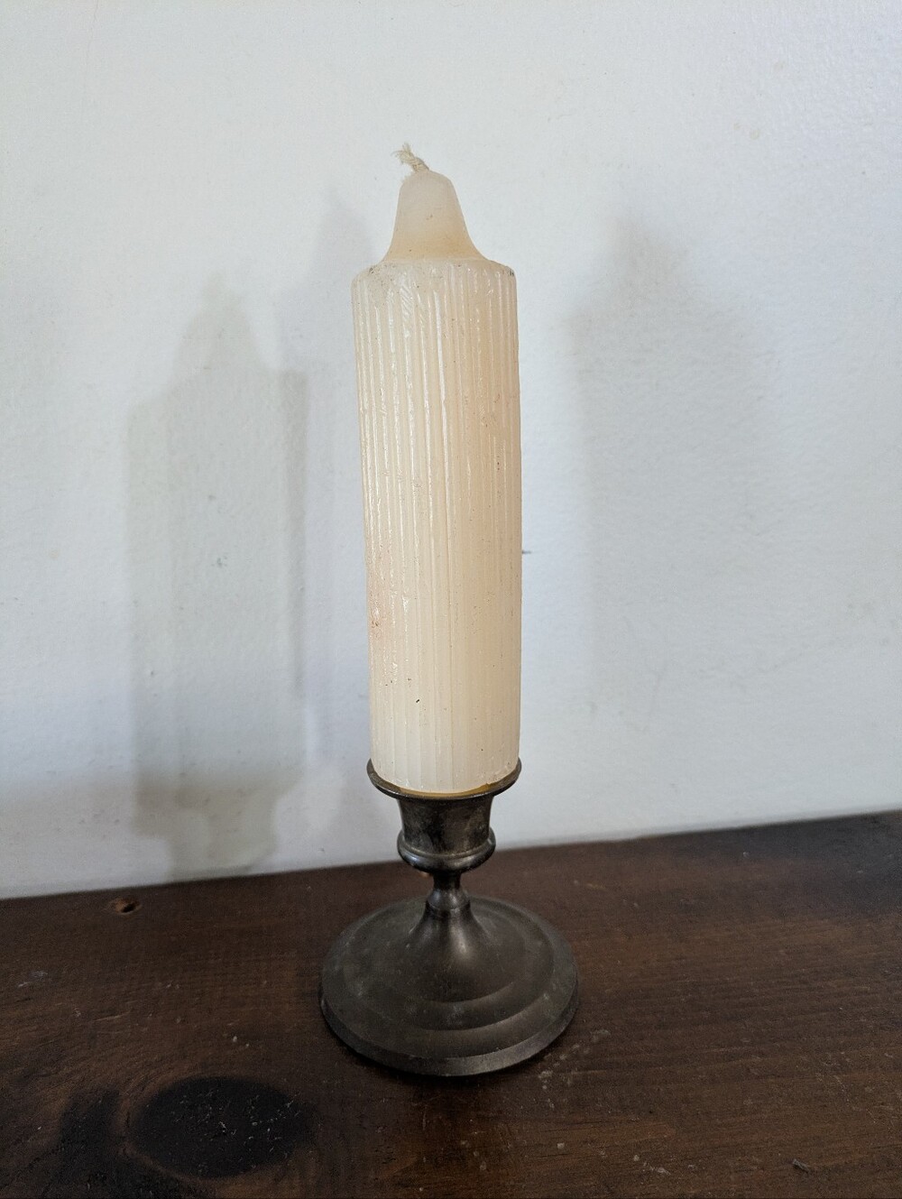 Vintage Antique Brass Taper Candlestick Holder - Classic Fluted Column Candle